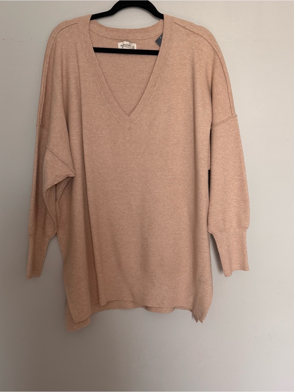 Abercrombie & Fitch Womens NWT Beige Shaker Stitch V-Neck Knit Sweater Sz XL